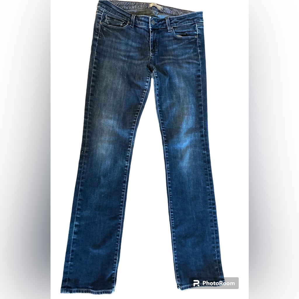 Paige Premium Denim Jeans. Blue Heights Skinny Straight Leg.